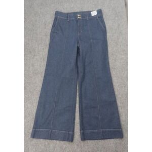 J Crew Jeans Trousers Womens 31 Blue Wide Leg High Rise Semi Stretch New